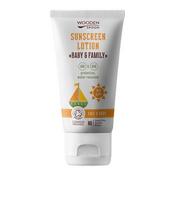 Kremas nuo saulės Wooden Spoon Baby & Family SPF 30 švelni mineralinė apsauga, atspari vandeniui