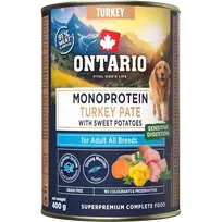 Ontario Dog canned food - Adult, monoprotein turkey pâté with sweet potatoes, 400 g