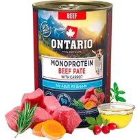 Ontario Dog food - Adult Monoprotein Beef Pate with Carrots 400g