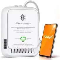 Qoltec Certified natural gas and carbon monoxide (CO) leak detector | CH4 | CO | NG | Tuya | Wi-Fi | 85dB alarm | LED