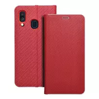 OEM LUNA Carbon Fiber Book-Style Phone Case for Samsung Galaxy A40 (A405), Red