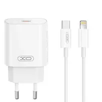 XO CE25 travel charger | 25W | PD | USB-C | with USB-C to Lightning cable included | white