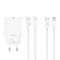 XO CE32 travel charger | 20W | PD | USB-C | with USB-C to Lightning cable included | white