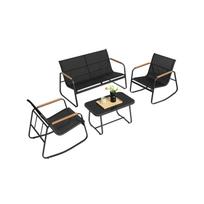 Lauko baldų komplektas | Supamosios kėdės | 47,1 x 69,6 x 41,8 cm | Juoda