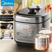 Midea 5L nerūdijančio plieno elektrinis greitpuodis su dviem puodais