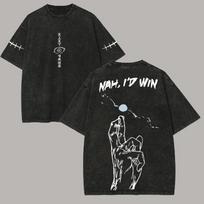 2026 Gojo Ne Aš Laimėčiau Marškinėliai Jujutsu Kaisen Vyrams Vintažiniai Rūgštiniu Plovimu Memas Anime Citata Streetwear Per dideli Medvilniniai Harajuku Marškinėliai L