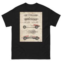 Vintažinis lenktyninis automobilis Alfa Romeo P3 brėžinys Klasikinis F1 automobilio dizainas Retro automobilio marškinėliai Unisex T-shirt XXXL