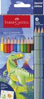 Spalvoti pieštukai Faber-Castell Dino 10+3 spalvų