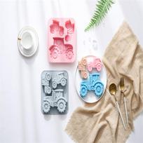 3-Cavity Tractor-Shaped Silicone Mold Of Different Sizes Chocolate Jelly Ice Cube Cake Mold High Temperature Resistant random