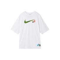 Nike Sportswear Swoosh Animacinis Spaudinys Laisvo Kirpimo Apvalios Kaklo Marškinėliai Moteriški Viršutiniai Drabužiai Balti FN3711-100 XL