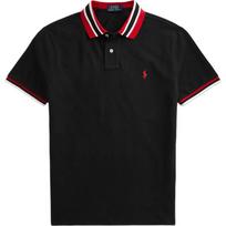 Polo Ralph Lauren Striped Logo Embroidered Vertical Button Short Sleeve Polo Shirt Men tops Black 710828371-001 S