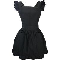 Moteriška klostyta prijuostė su kišene Medvilninė prijuostė Suknelė-prijuostė Klostuota tarnaitės prijuostė Virtuvinė prijuostė Kepimui, sodininkystei juoda
