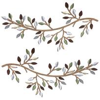 2Pcs Metal Wall Art Tree Leaf Vine Olive Branch Wall Silhouette Home Decoration Housewarming Gift Party Ornament for Home Decor