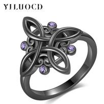 Nudo De Bruja Originalūs Juodi Raganos Mazgo Žiedai Padengti 925 Sidabru Mistinio Violetinio Cirkonio Žiedas Raganų Papuošalai Dovana Moterims 6
