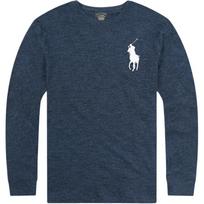 Polo Ralph Lauren Didelio Ponio Logotipo Siuvinėtas Medvilninis Apvalios Kaklo Ilgomis Rankovėmis Marškinėliai Vyriški Viršutiniai Drabužiai 710766452-005 XS