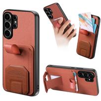 Luxury Wristband Holder Card Slot Phone Case For Samsung S26 Ultra S25 Plus S24 A36 A56 A17 A07 Stand Adjustable Anti Drop Cover Galaxy S25 Ultra rožinė