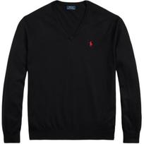 Polo Ralph Lauren Vienspalvis V formos iškirptės Megztas megztinis su siuvinėtu logotipu Vyriškas megztinis Juodas 710890561-003 XL black
