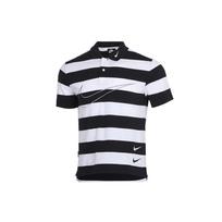 Nike Sportswear Swoosh Dryžuoti trumpomis rankovėmis Polo vyriški viršutiniai drabužiai Juoda Balta CJ4910-011 XXXL