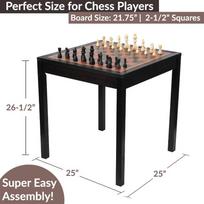 Žaidimai Medinis šachmatų stalas Šachmatai, dama ir backgammon 3 viename kombinuotas žaidimų stalas Baldų komplektas namų pramogoms 25 x 25 Kompaktiškas United States