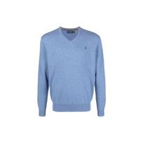 Polo Ralph Lauren FW21 V formos iškirptės raštuotas vienspalvis megztinis vyriškas megztinis Mėlynas 710667377-018 S gray