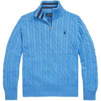 Polo Ralph Lauren vaikiškas 2024 m. pavasario/vasaros kolekcijos siuvinėtas raštuotas vienspalvis užtrauktuku megztinis ilgomis rankovėmis Vaikiškas megztinis mėlynas CWPOSWEY6820477-400 XL