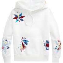 Polo Ralph Lauren SS22 Laisvas su logotipu džemperis su gobtuvu Moteriški džemperiai su gobtuvu Baltas WMPOKNINFB20277-100 XXS