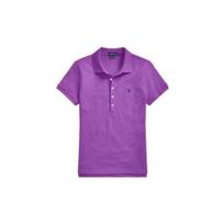 Polo Ralph Lauren SS22 Solid Color Logo Embroidered Single-Breasted Casual Short Sleeve Polo Shirt Women tops Purple WMPOKNINCU20314 M