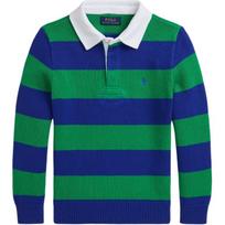 Polo Ralph Lauren Polo marškinėliai FW24 Dryžuoti su mažu arkliuko siuvinėjimu Megztukas Ilgomis rankovėmis Vaikų viršutiniai drabužiai Žalias CWPOSWEY6820524-999 S