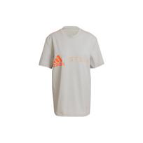 Adidas x Stella McCartney bendradarbiavimo sportinis laisvalaikio trumpomis rankovėmis marškinėlis su grynu raidžių spaudiniu moteriški viršutiniai drabužiai pilkas HB7404 S
