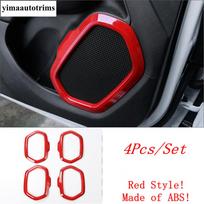 Car Inner Door Speaker Audio Sound Horn Frame Decoration Sequ Cover Trim For Jeep Renegade 2015 -  Accessories Interior raudona