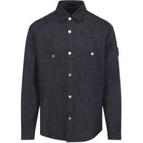 Stone Island Denim Research Denim Raw 13.5oz Originali karvės odos striukė su asimetriškais kišenėmis ilgomis rankovėmis marškininė striukė K2S151100008S00J8VJ200 M