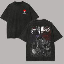 Naruto Itachi Sasuke skalbinti oversized marškinėliai Broliai Uchiha Sharingan Vintažiniai rūgštinio plovimo gatvės drabužiai Oversized Retro Anime vyriški marškinėliai Drabužiai L