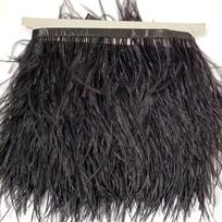 Ostrich Feather Fringe - Various Colors, 10-15cm, 1 Meter for Clothing Accessories armijos žalia spalva