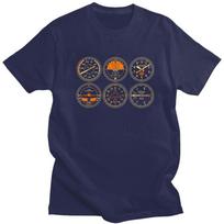 Custom Cockpit Six Dials Flight Simulator Pilot T Shirt Men Short Sleeves 100 Cotton Tshirt Casual Aviation Airplane Tees S