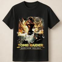 Tomb Raider Survivor Trilogy Plakatas Su Ikoniška Lara Croft Pozicija Unisex Marškinėliai Unisex Marškinėliai S