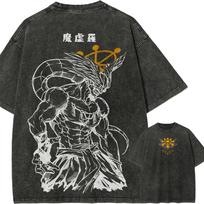 Mahoraga Marškinėliai Jujutsu Kaisen Vyriški Rūgštiniu Plovimu Per dideli Mahoragos Ratas Anime Grafika Streetwear Shikigami Dieviškas Šuo Vintažinis Bootleg Marškinėlis L