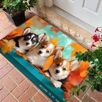 1Pcs Anti Fatigue Kitchen Rugs, Rustic Corgi PuppyPrint Waterproof Non-Slip Thick Cushioned Kitchen Mat Heavy Duty Comfort Standing Mat for Kitchen 40*60cm