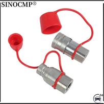 1/2  NPT Thread Skid Steer Bobcat Flat Face Hydraulic Quick Connect Couplers Couplings Set w/Dust Caps Car Parts
