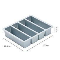 Food Storage Ice Tray Mold Lidded Giant Silicone Freezer Tray 4-Compartment Extra-Large Soup Ice Cube Mold Without cover mėlyna