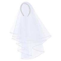 Adjustable Bride Veils Hairband With Delicate Pearls Trim Breathable Design For Comfort Wedding Accessory 1