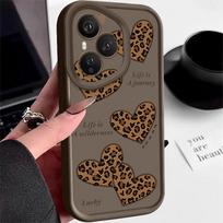 Soft TPU Phone Case For Honor 400 Pro 200 Pro X8c X9c Smart X6a X6b X6c Magic7 Lite Brown Leopard Print Heart Printed Back Cover Honor 200