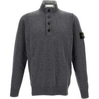 Stone Island Solid Color Half-Zip Stand Collar Wool Knit Sweater Unisex sweater Dark-Gray K2S155100040S00A3-V0M6B M