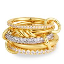 Luxury Cubic Zirconia Gold Plating Multilayer Connecting Rings for Women Fashion Mixed Color Stackable Finger Ring Party Jewelry US6