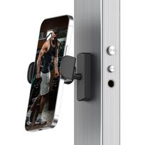 Magnetinis sporto salės telefono laikiklis: Reguliuojamas 360°, Stiprus magnetas, Treniruotės įrašymas, Suderinamas su iPhone/Android, Tobula dovana sportui juoda