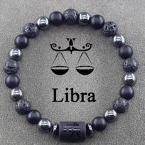Zodiako ženklo karoliukų apyrankė - Unisex astronomijos simbolio natūralaus akmens apyrankė