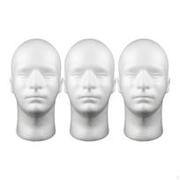 3 vnt. vyriško putplasčio galvos modelis skrybėlei, perukui, parodai, stendas, stovas, baltas white