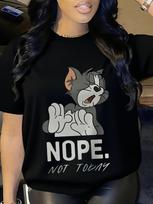Europos dydis - Tom And Jerry Moteriški marškinėliai su grafika - Laisvalaikio apvalia iškirpte, trumpomis rankovėmis S balta