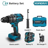 YOFIDRA 900 Nm 13 mm belaidis elektrinis smūginis suktuvas 20+3 sukimo momentai belaidis suktuvas-atsuktuvas elektrinis įrankis Makita 18V baterijai su kaiščiu 2 Battery Set B