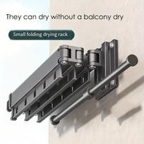 1PC  Balcony Folding Drying Rack, Aluminum Alloy Folding Telescopic Drying Rack, Wall-mounted Folding Drying Rack, with Hook,