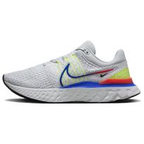 Nike React Infinity Run Flyknit 3 Platinum Racer Mėlyni vyriški sportbačiai Pilki grynai platininiai šviesiai tamsiai raudona DX3353-001 44.5 white